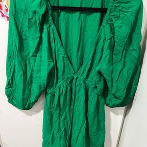 Zara Emerald Green V-Neck Top